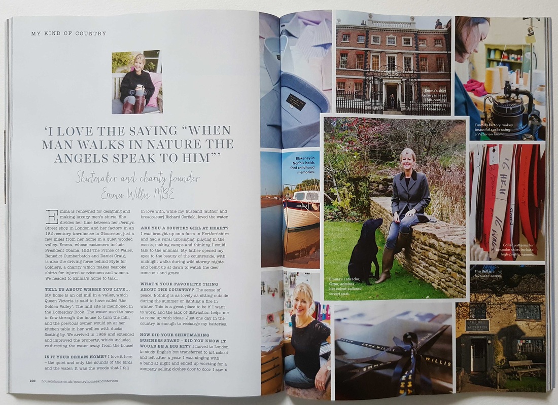 A feature in Country Homes and Interiors about Emma Willis bespoke shirt maker, Jermyn Street, London. Photographed by Lynn Keddie
