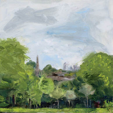 The City from Brockwell Park an original oil painting by Lynn Keddie, British artist